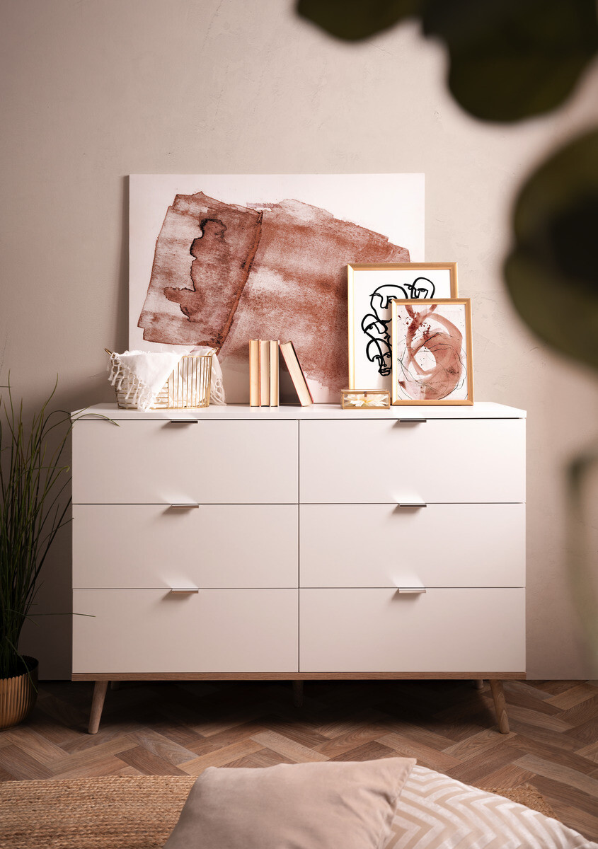 Kommode Göteborg weiß Eiche Sonoma Nachbildung B/H/T: ca. 120x87x40 cm