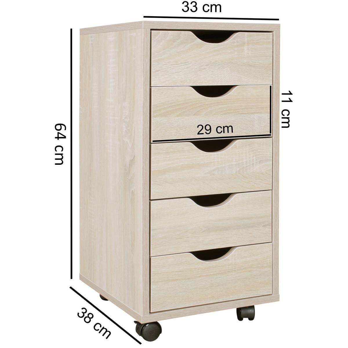 Rollcontainer braun Spanplatte B/H/T: ca. 33x64x38 cm