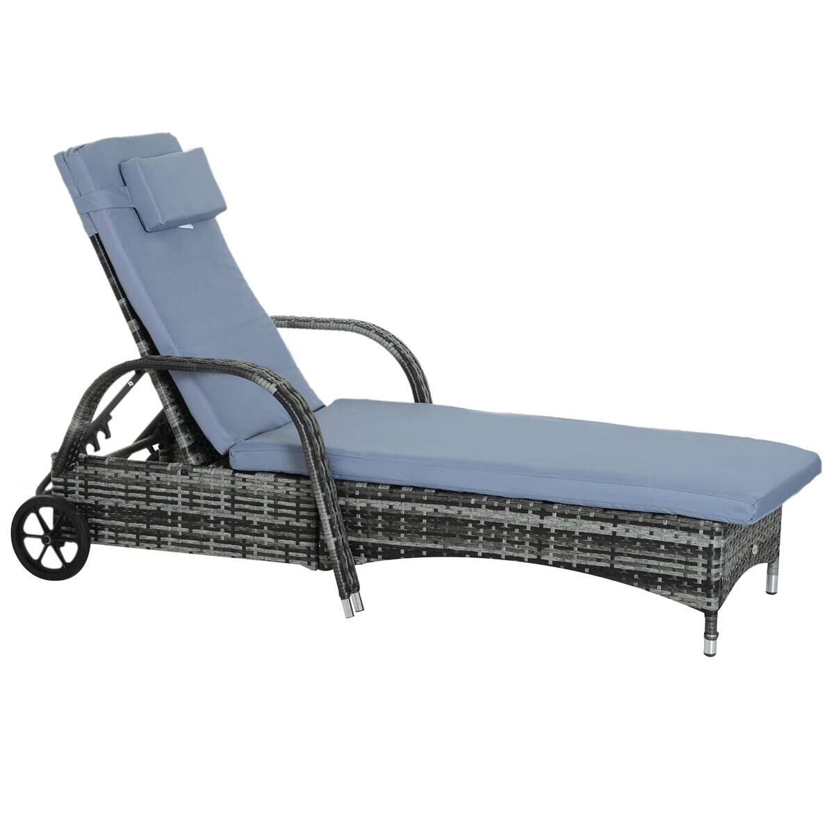 Outsunny Sonnenliege blau Edelstahl B/H/L: ca. 73x200x103 cm