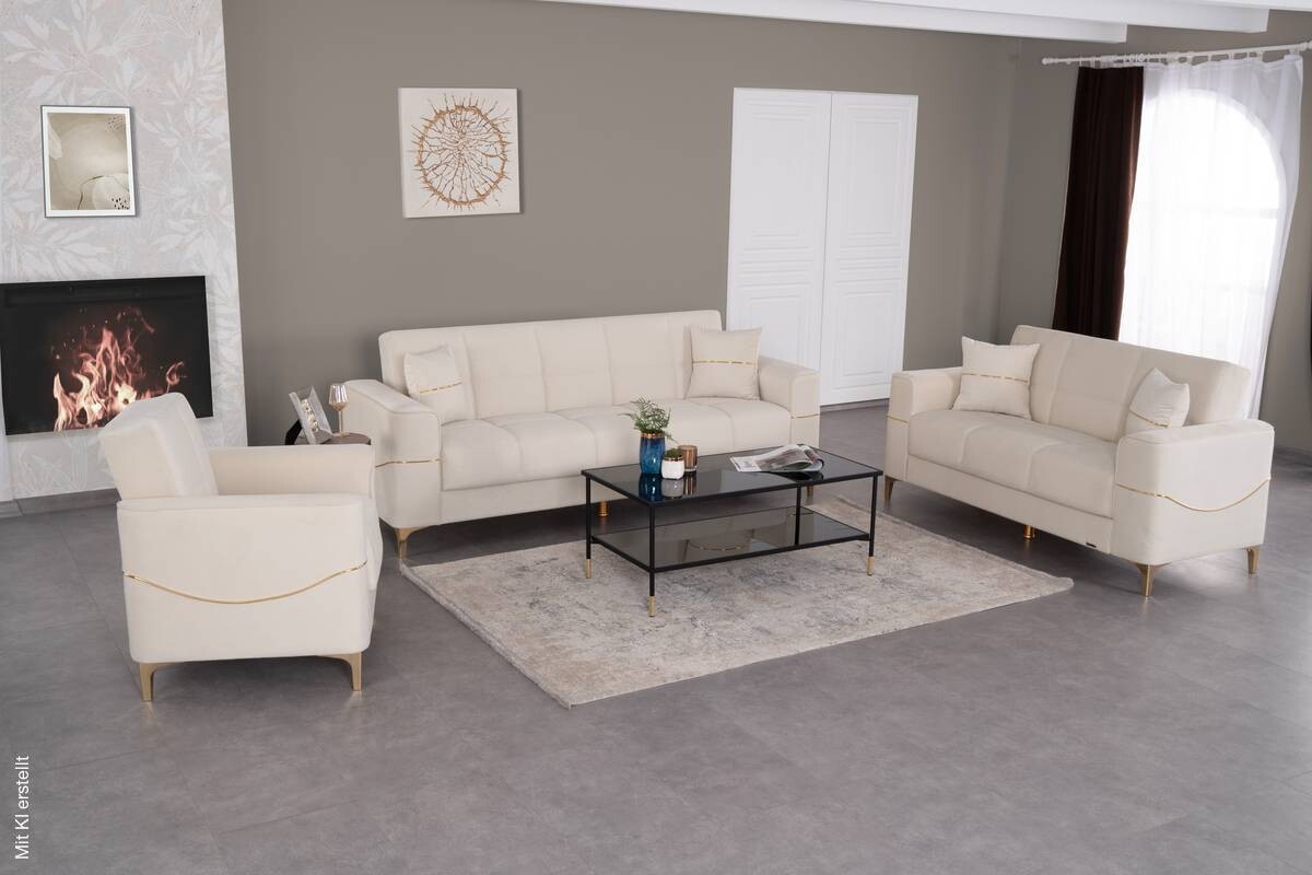 Sofa 3-2-1 Salda beige Microfaser