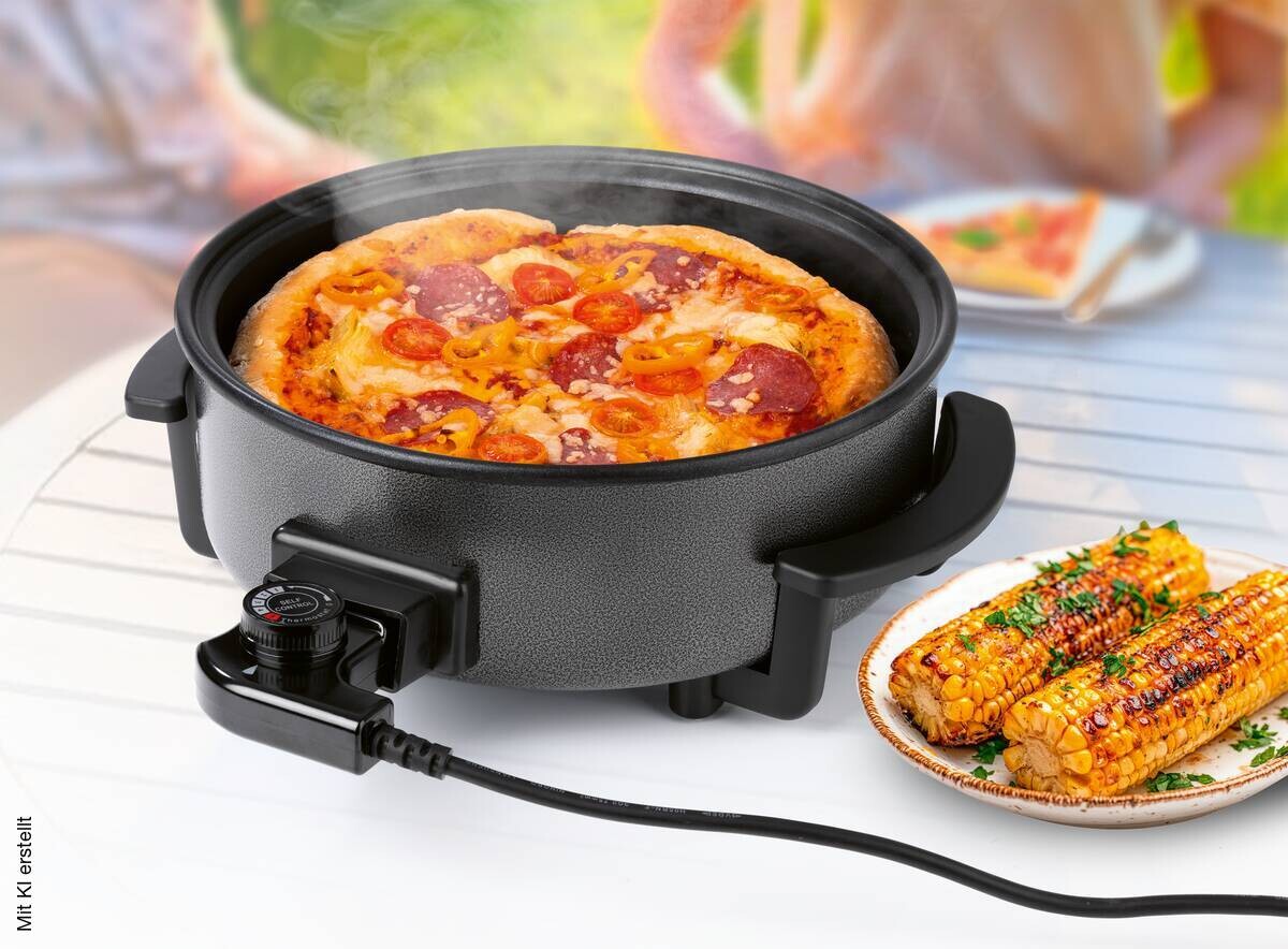 GOURMETmaxx Elektrische Party-Pfanne schwarz Edelstahl B/H/L: ca. 14,5x36x34,5 cm