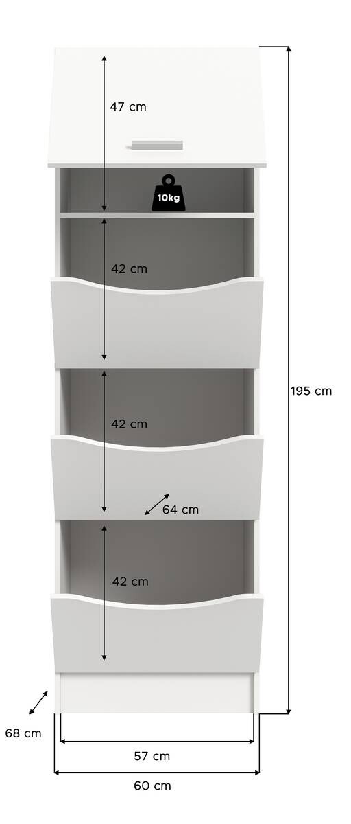 Wäscheschrank Free weiß B/H/T: ca. 60x196x68 cm