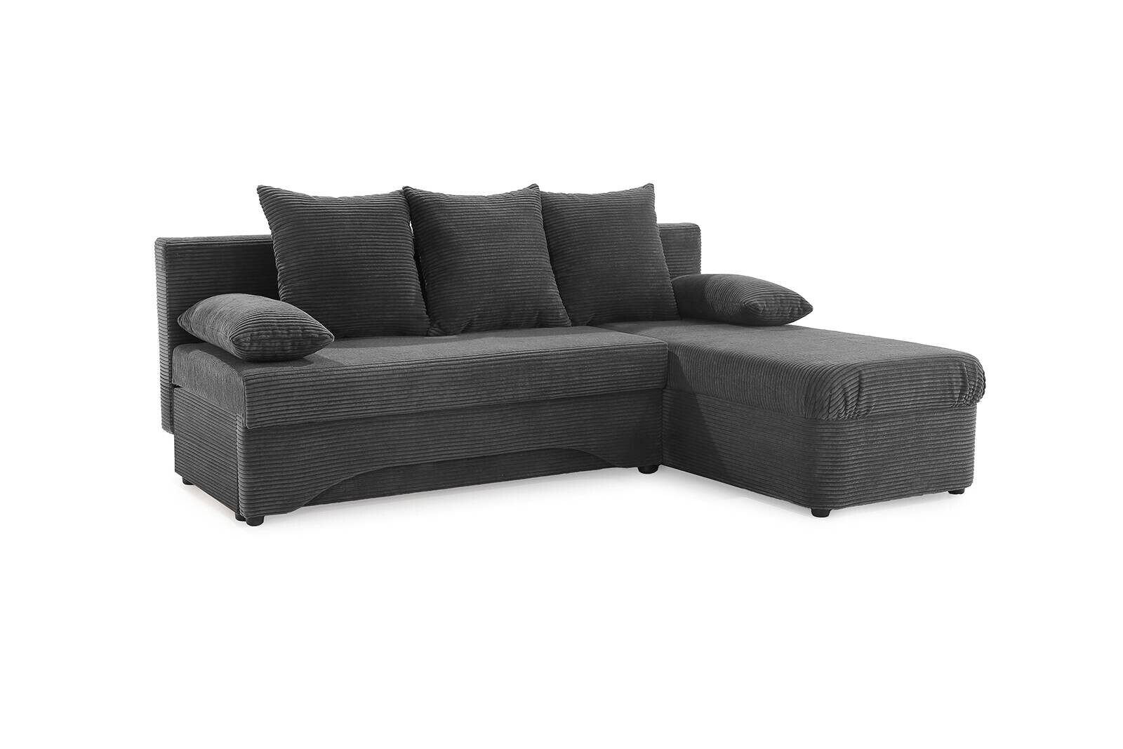 Ecksofa mit Bettfunktion und Bettkasten grau Microfaser B/H/T: ca. 191x70x142 cm
