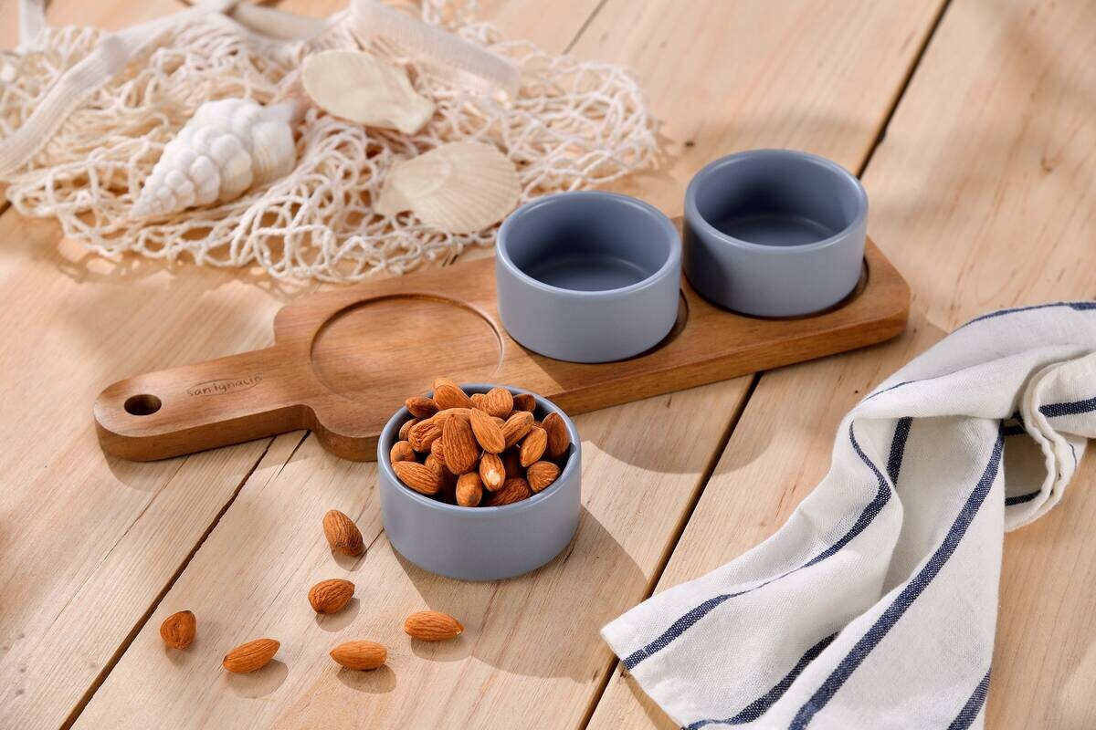 SAN IGNACIO Schalenset NOIA blau Holz D: ca. 8 cm