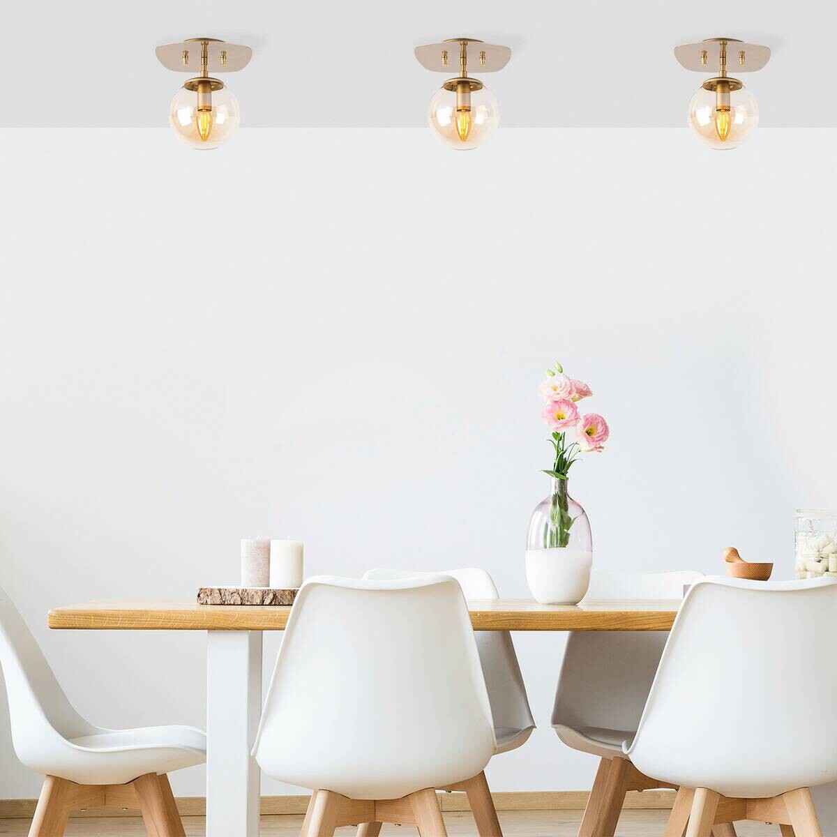 Opviq Deckenleuchte Well-11666 Glas B/H/T/L: ca. 20x25x25x20 cm E14 1 Brennstellen