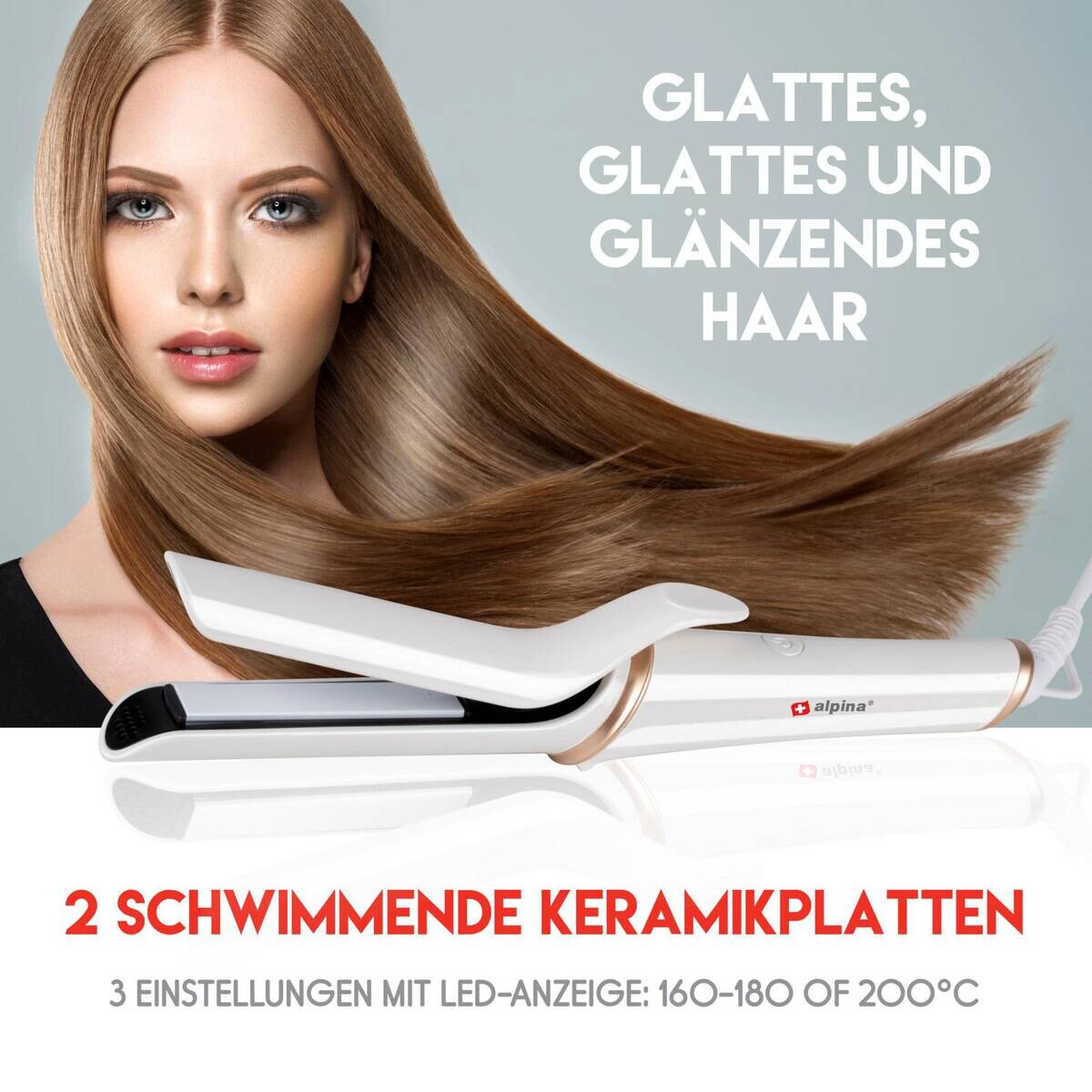 Glätteisen gold weiß Keramik Kunststoff B/H/L: ca. 4,5x8,5x30 cm