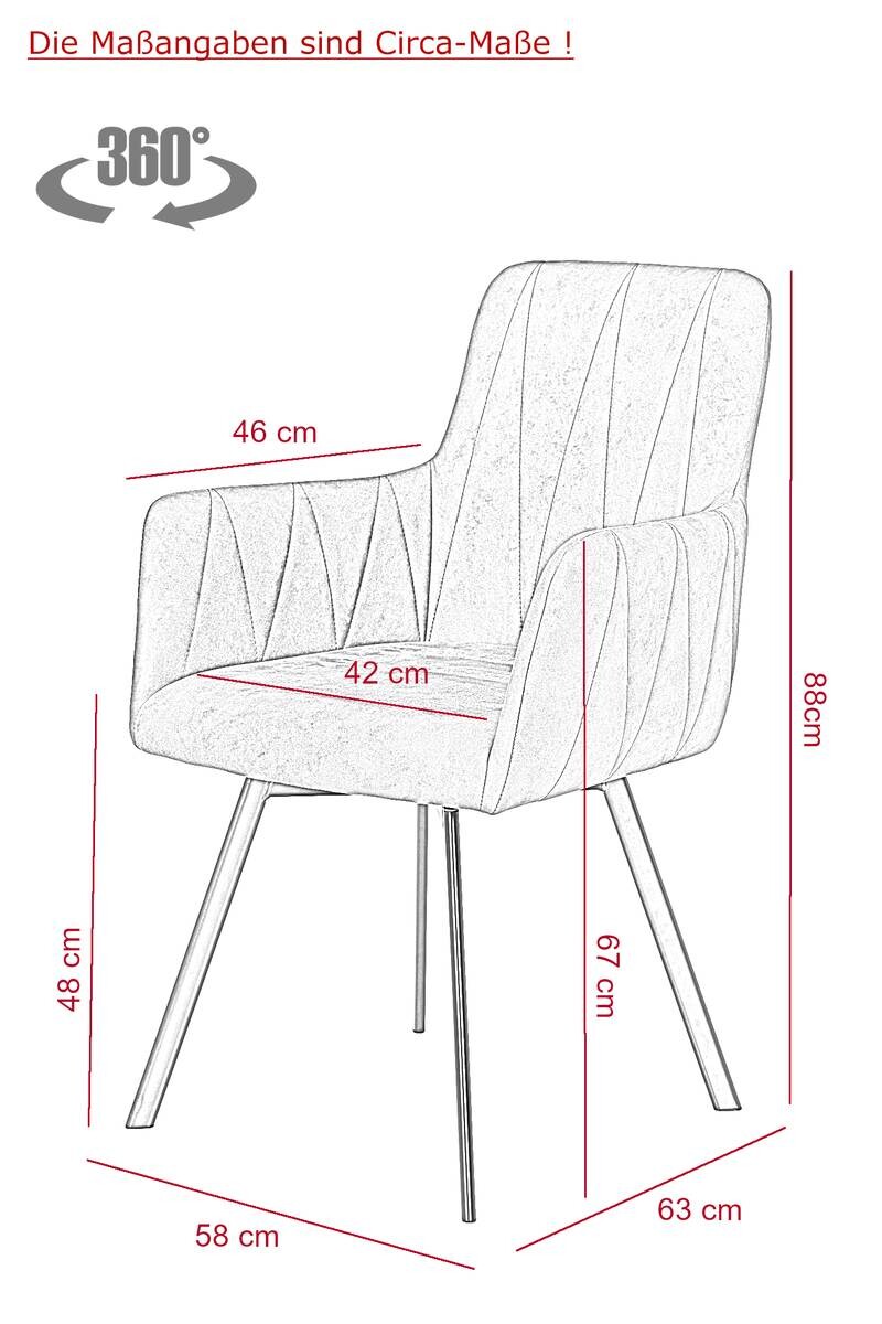 Stuhl Gesa 2er Set anthrazit Vintage Microfaser B/H/T: ca. 56x88x64 cm