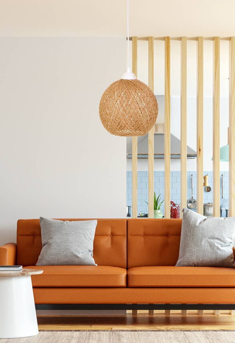 Opviq Pendelleuchte ecru braun B/H/T/L: ca. 22x55x24x22 cm E27 1 Brennstellen