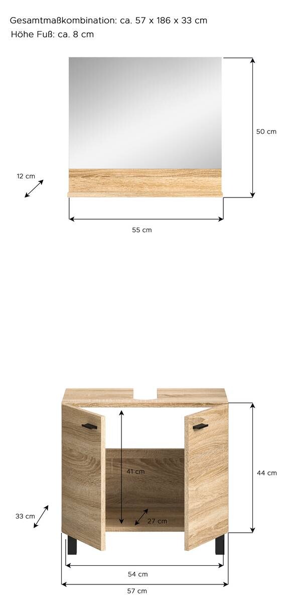 Badezimmer-Set BOSTON Eiche Sonoma Nachbildung B/H/T: ca. 57x186x33 cm