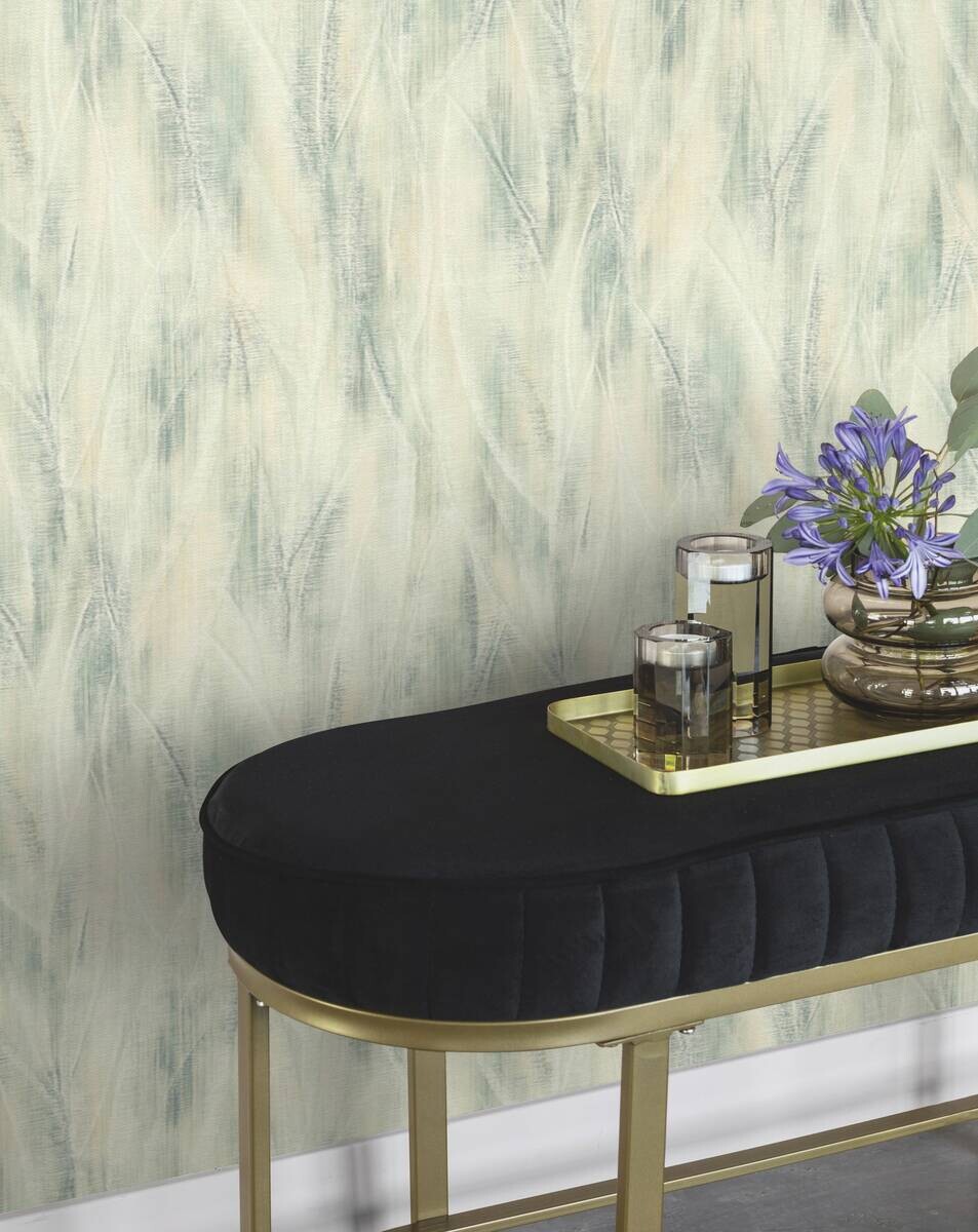 Vliestapete Wellen grün cremeweiß B/L: ca. 53x1005 cm