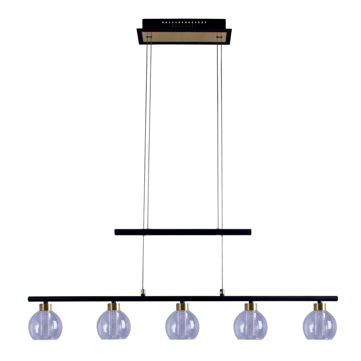 Näve Leuchten Pendelleuchte NV7093222 schwarz Glas Metall B/H/T: ca. 10x150x90 cm 5 Brennstellen