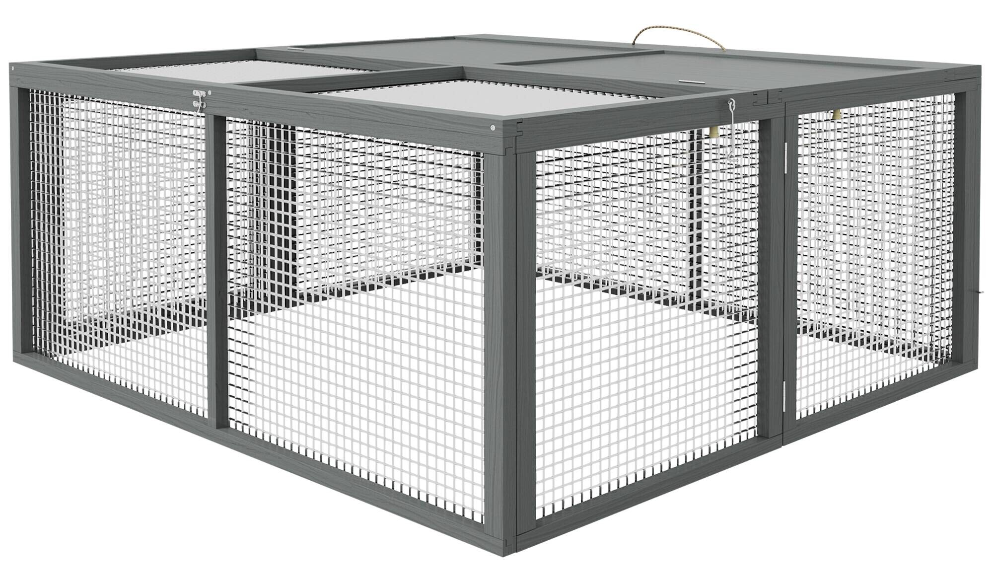 PawHut Zwergkaninchenstall grau Stahl B/H/L: ca. 105x50x110 cm