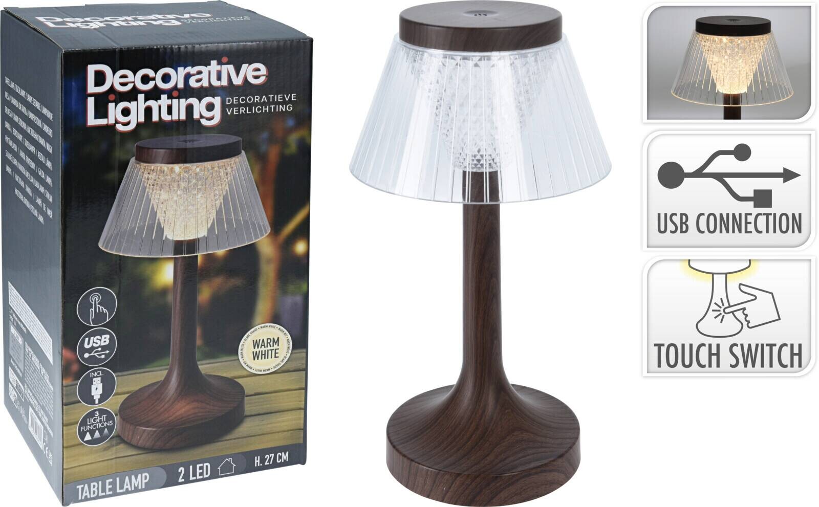 LED-Tischleuchte braun Kunststoff H/D: ca. 27,5x15 cm