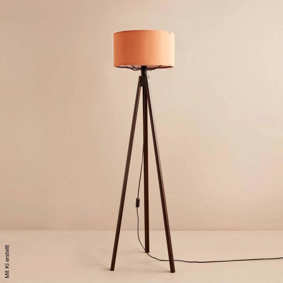 Opviq Stehlampe orange braun Stoff Holz B/H/T/L/D: ca. 21x140x21x21x21 cm E27 1 Brennstellen