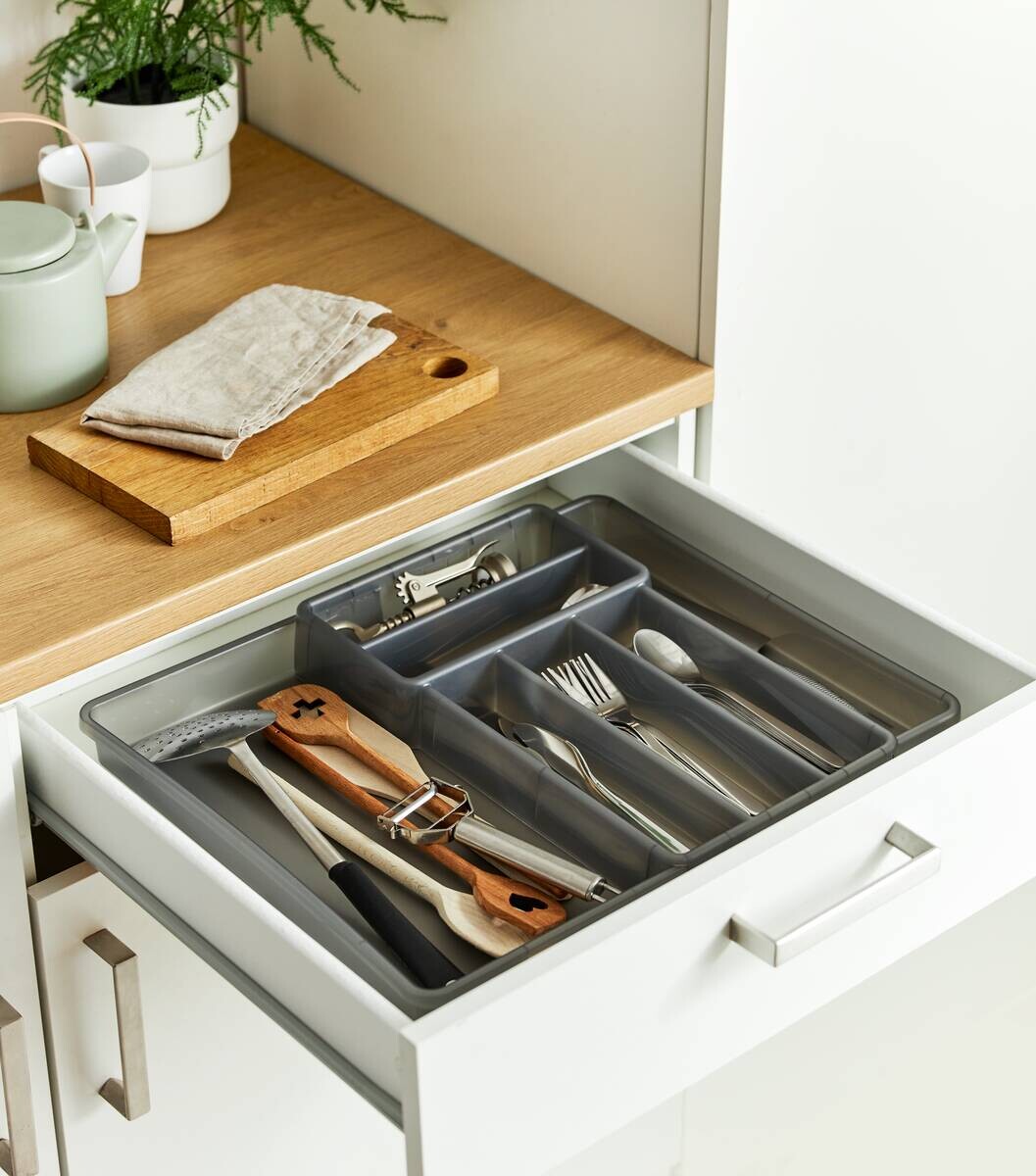 Rotho Besteckkasten DOMINO anthrazit Kunststoff B/H/L: ca. 34,1x5,1x39,7 cm