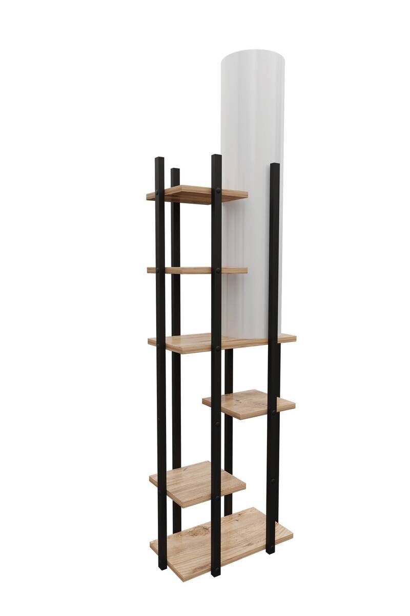 Opviq Stehlampe weiß schwarz MDF Spanplatte B/H/T/L: ca. 25x150x25x45 cm E27 1 Brennstellen