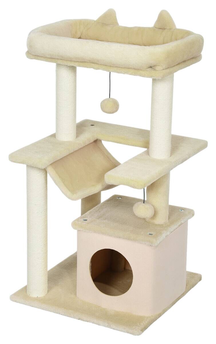 PawHut Kratzbaum cremeweiß Polyester B/H/L: ca. 48x90x48 cm