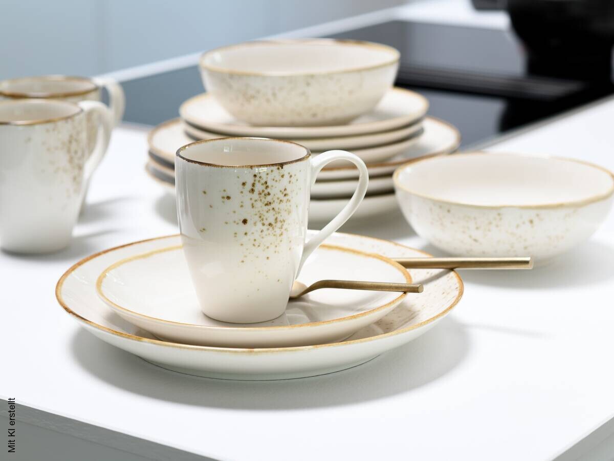 CreaTable Tellerset Nature Collection creme Steinzeug
