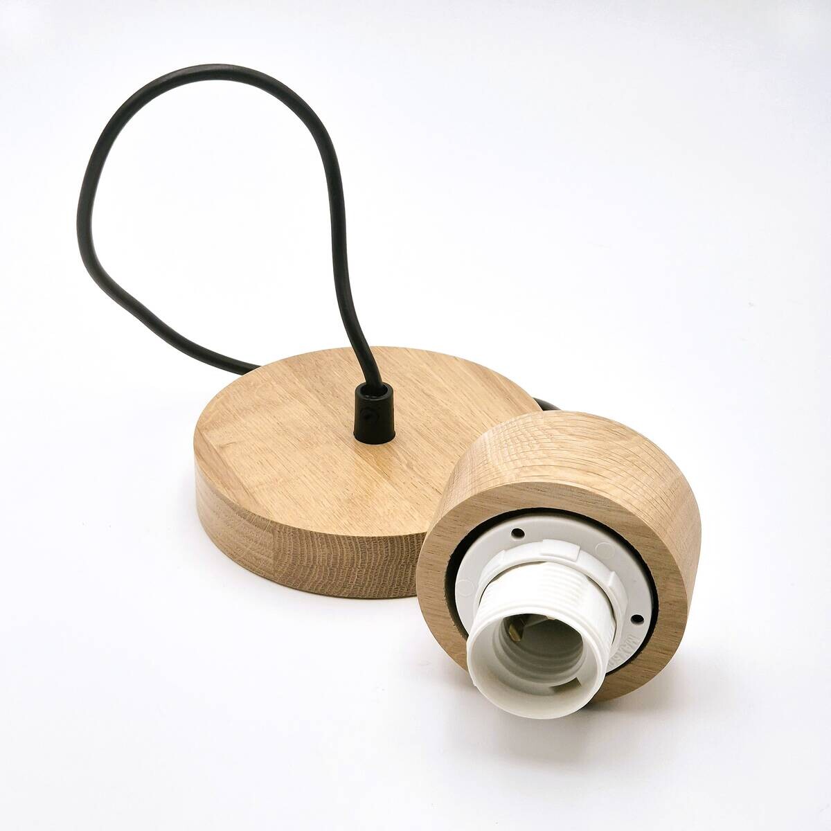 Lamkur Pendelleuchte Eiche Glas B/H/L: ca. 25x99x25 cm E27 1 Brennstellen