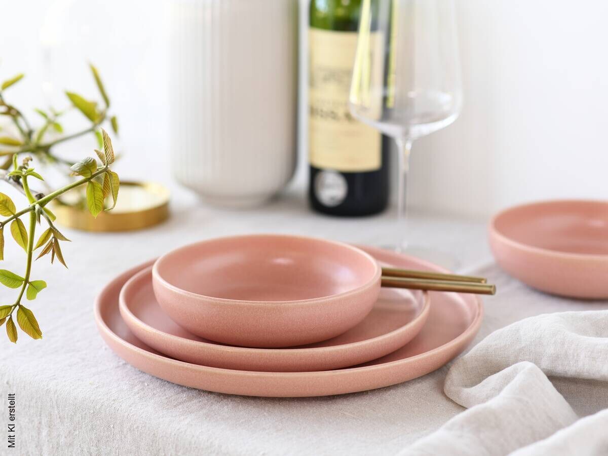 CreaTable Tafelservice Uno Rusty rosé Steinzeug 8 tlg.