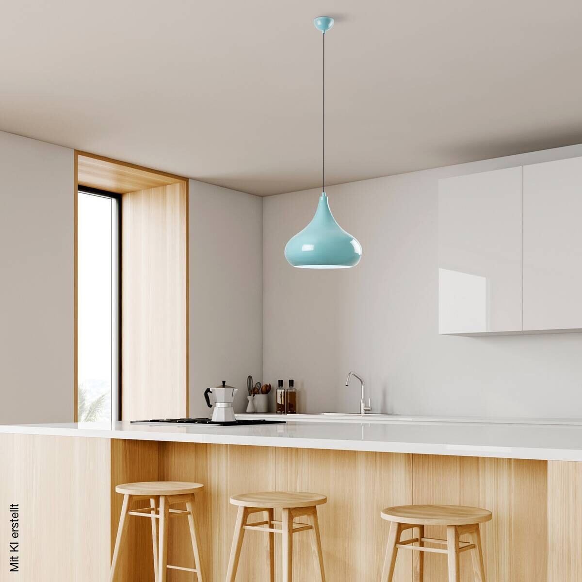 Opviq Pendelleuchte türkis B/H/T: ca. 30x126x30 cm E27 1 Brennstellen
