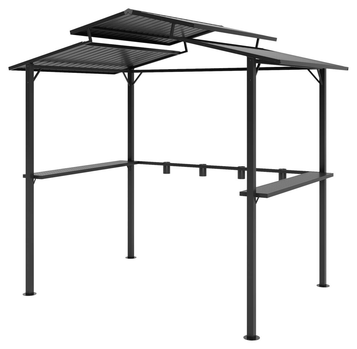 Outsunny Grillpavillon schwarz Metall B/H/L: ca. 160x250x250 cm