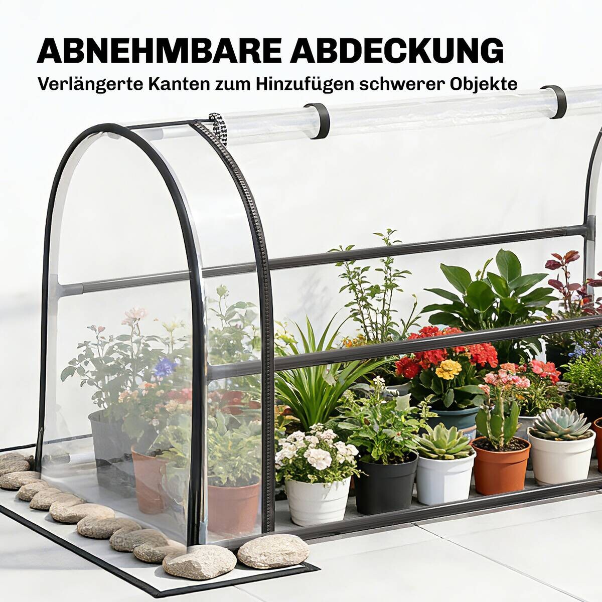 Outsunny Hochbeet mit Gewächshaus schwarz Kunststoff B/H/T/L: ca. 49x136x49x100 cm