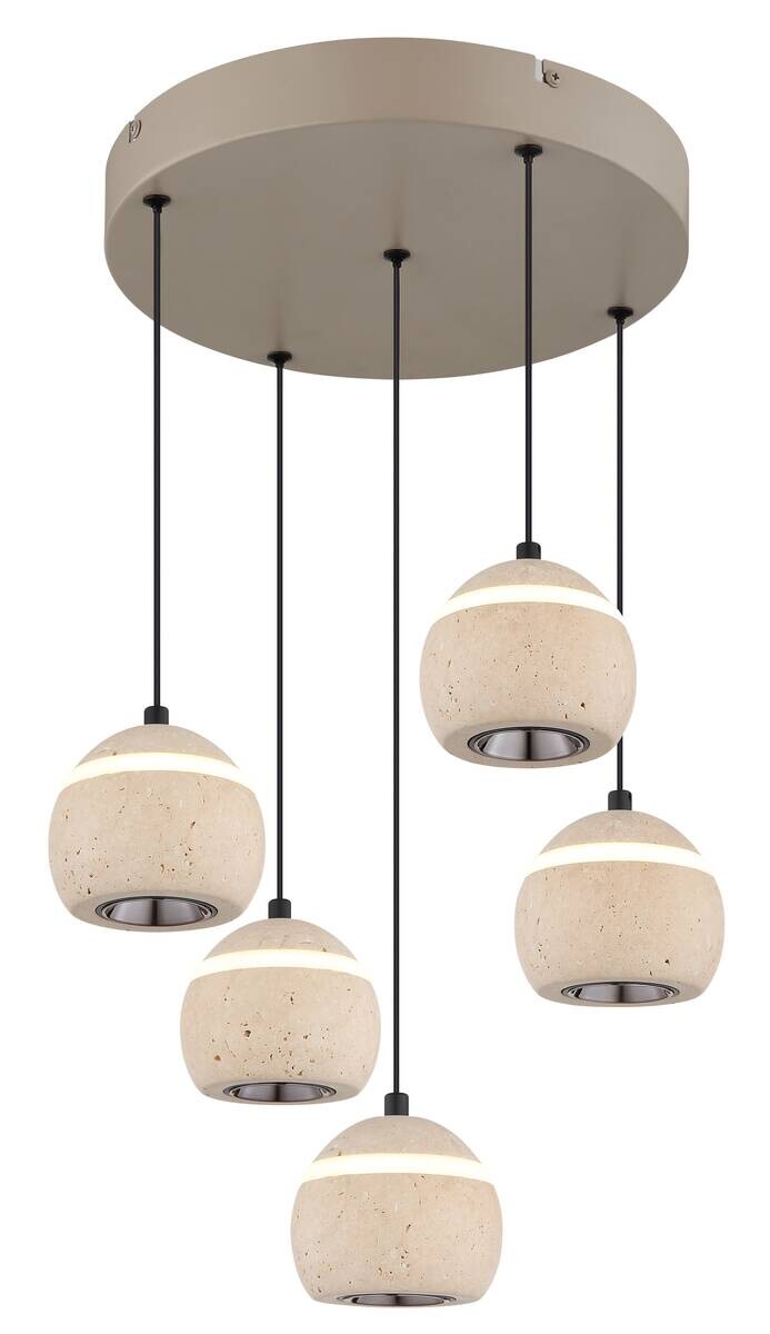 GLOBO LED-Pendelleuchte EVARA sand Metall H/D: ca. 150x37 cm 1 Brennstellen