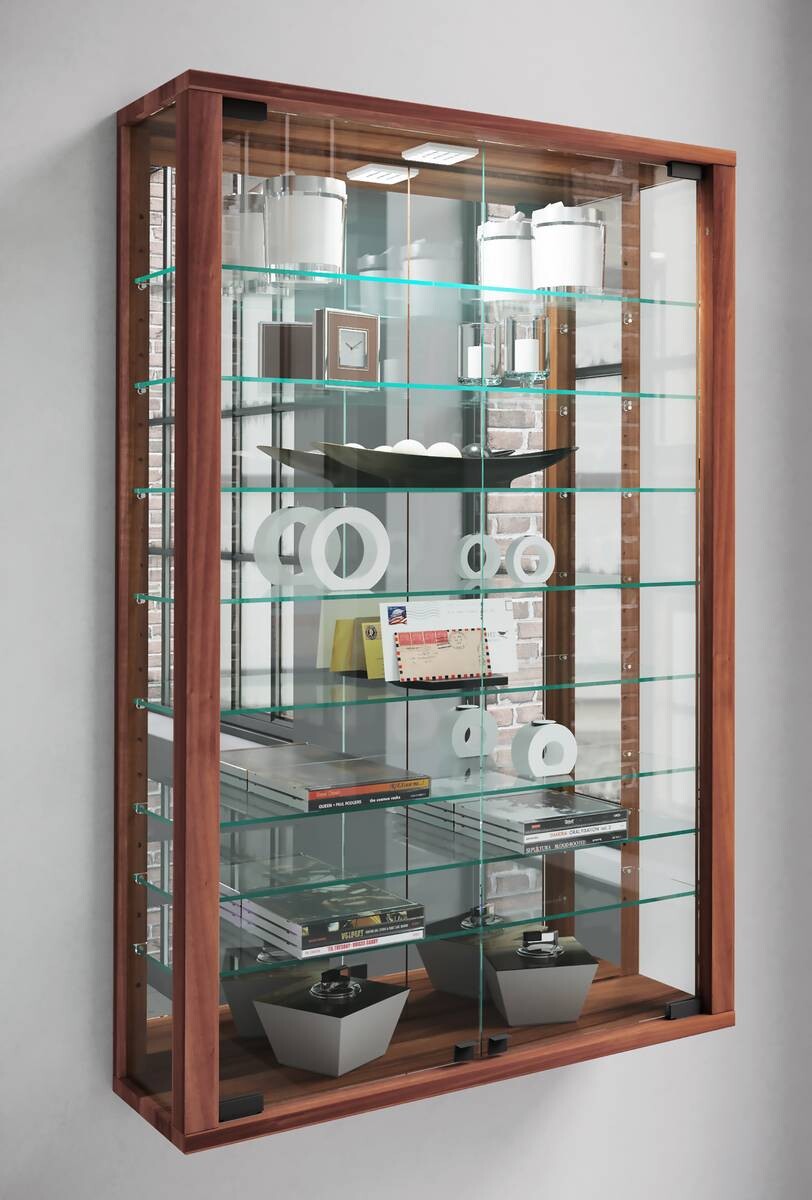 Vitrine Vitrosa nussbaum Nachbildung Holzwerkstoff Glas