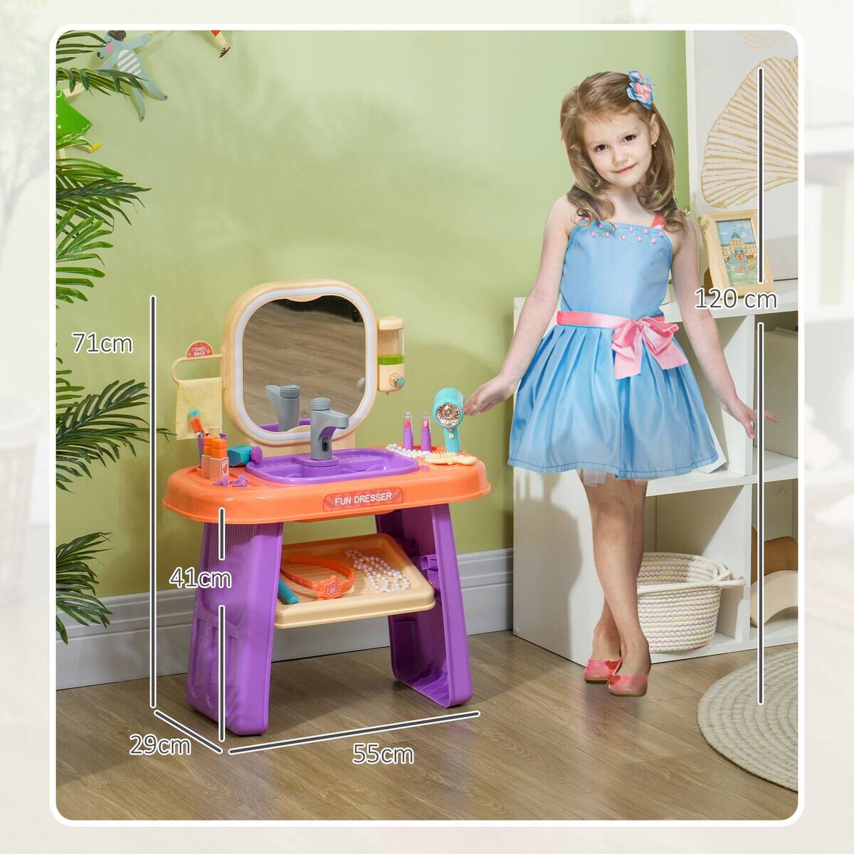 AIYAPLAY Kinder Schminktisch Set B/H/L: ca. 29x71x55 cm