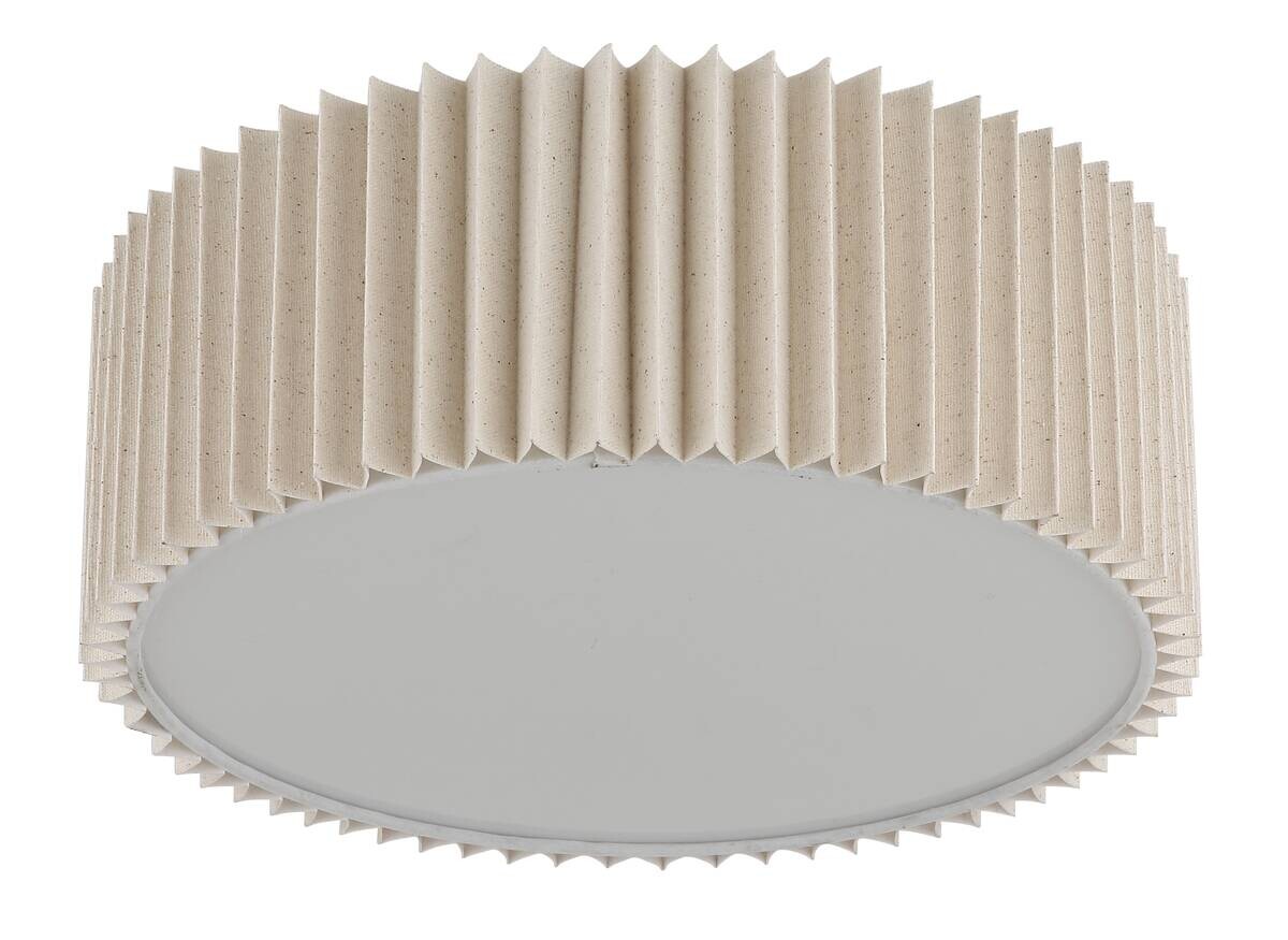 GLOBO Deckenleuchte natur weiß Opal Textil Metall Kunststoff H/D: ca. 13x33 cm E27 2 Brennstellen