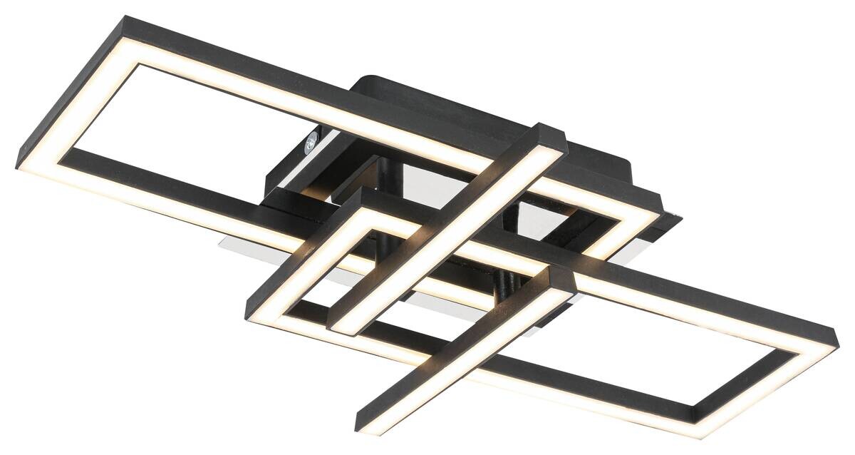 Nolo LED Deckenleuchte Harald schwarz Chrom Kunststoff Metall B/H/L: ca. 28,5x7x42 cm 1 Brennstellen