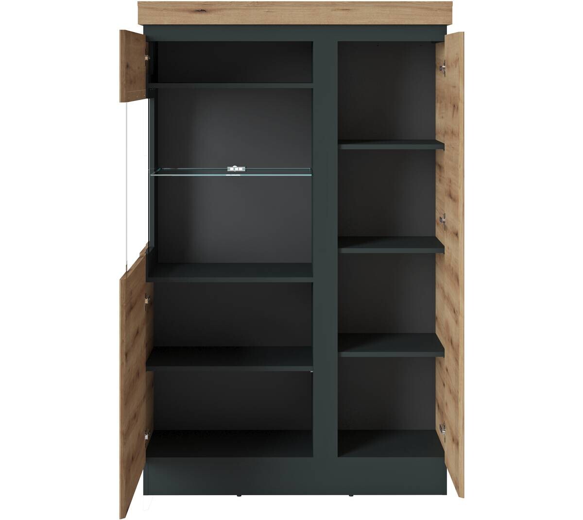 Vitrine Corte Eiche Evoke Coast Nachbildung grau B/H/T: ca. 104x164x40 cm
