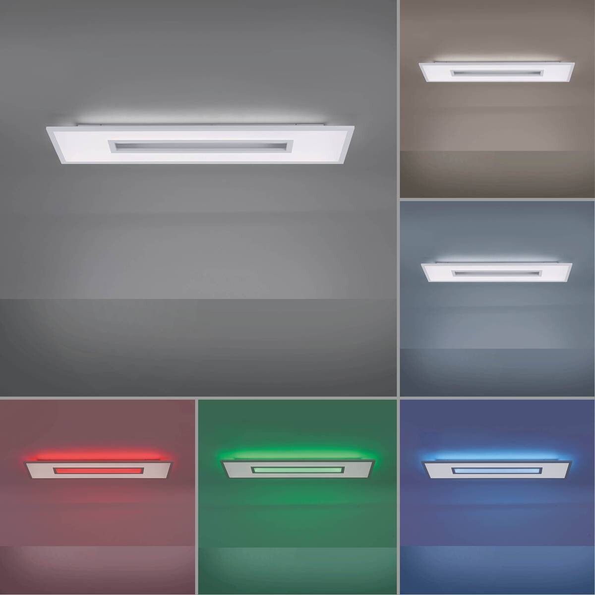 Just Light LED-Deckenleuchte RECESS 11647-16 weiß grau Kunststoff Metall B/H/T: ca. 30x5x100 cm 1 Brennstellen