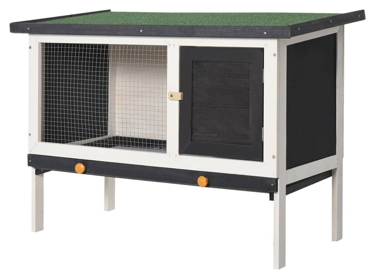 PawHut Kleintierstall grau Holz B/H/L: ca. 45x65x90 cm