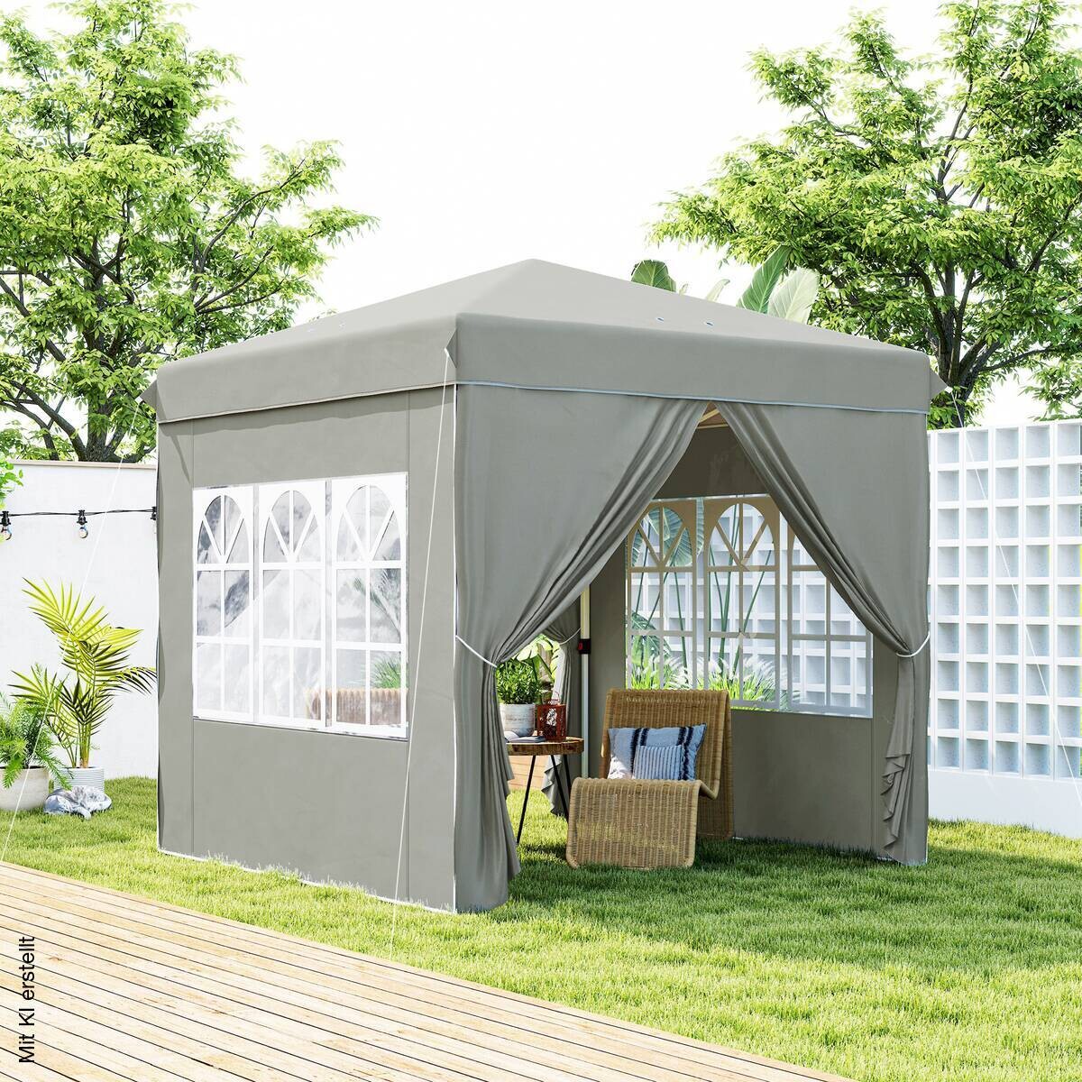 Outsunny Pavillon hellgrau Polyester B/H/L: ca. 248x270x248 cm