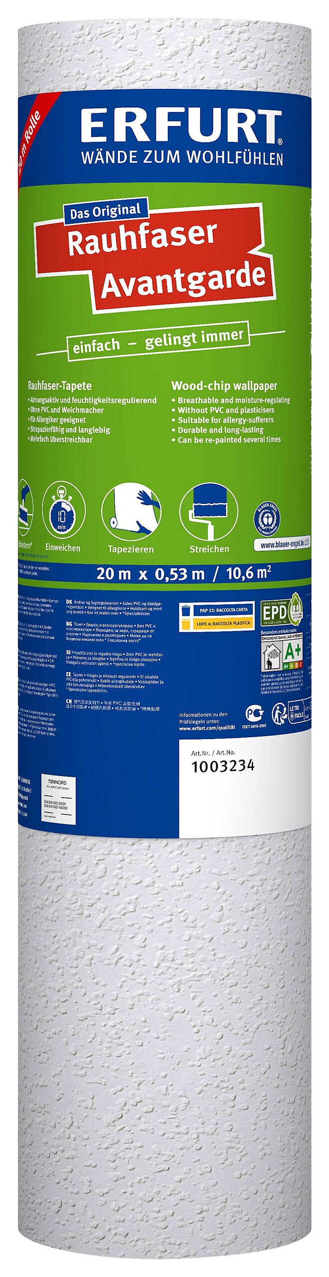 Erfurt Rauhfaser Avantgarde weiß B/L: ca. 53x2000 cm strukturiert