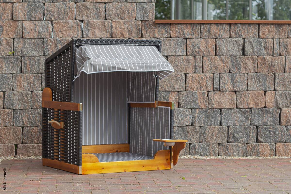Hundestrandkorb braun Holz B/H/T: ca. 75x95x65 cm