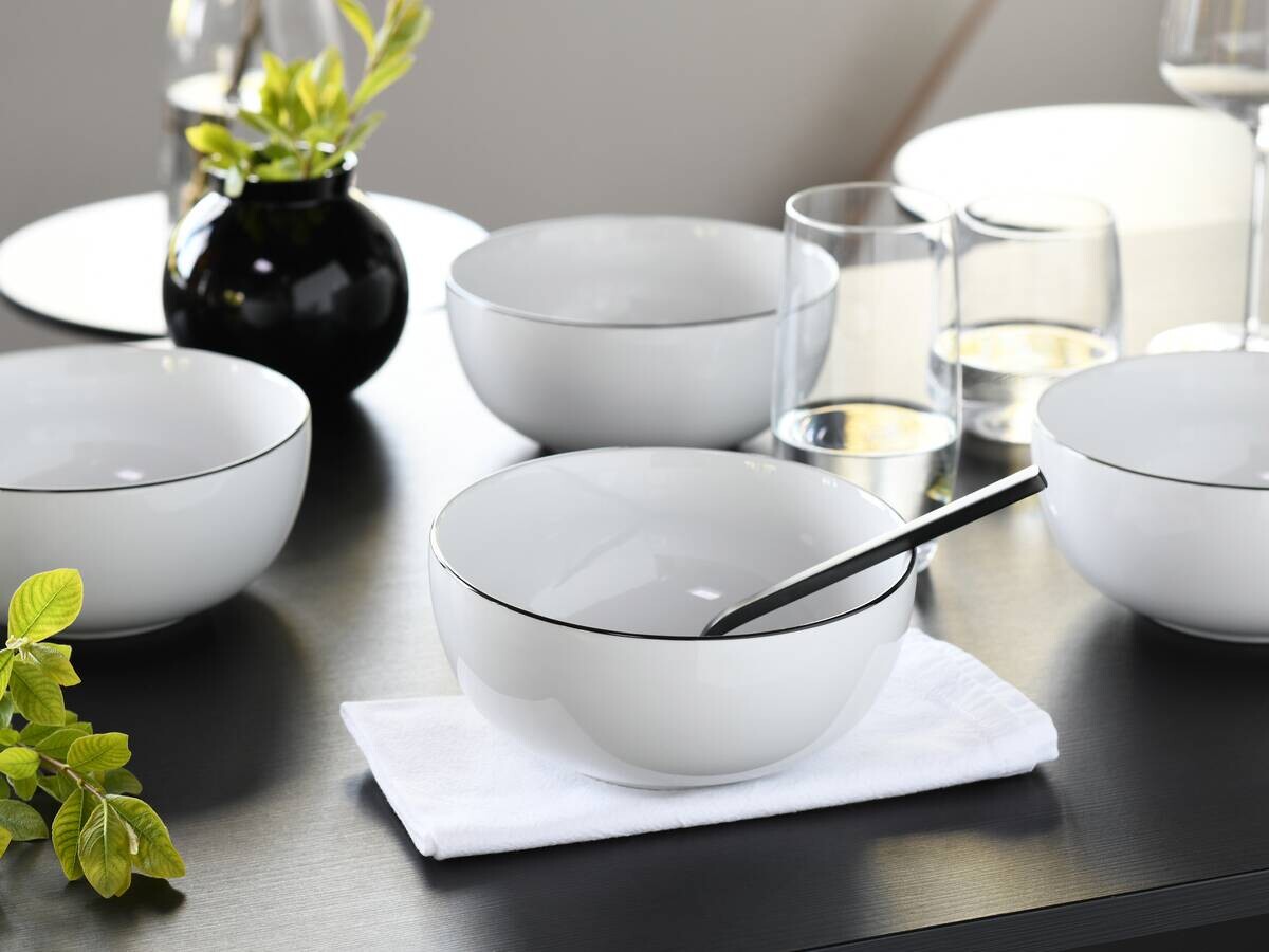 CreaTable Schüssel-Set Allround Black Line weiß Porzellan