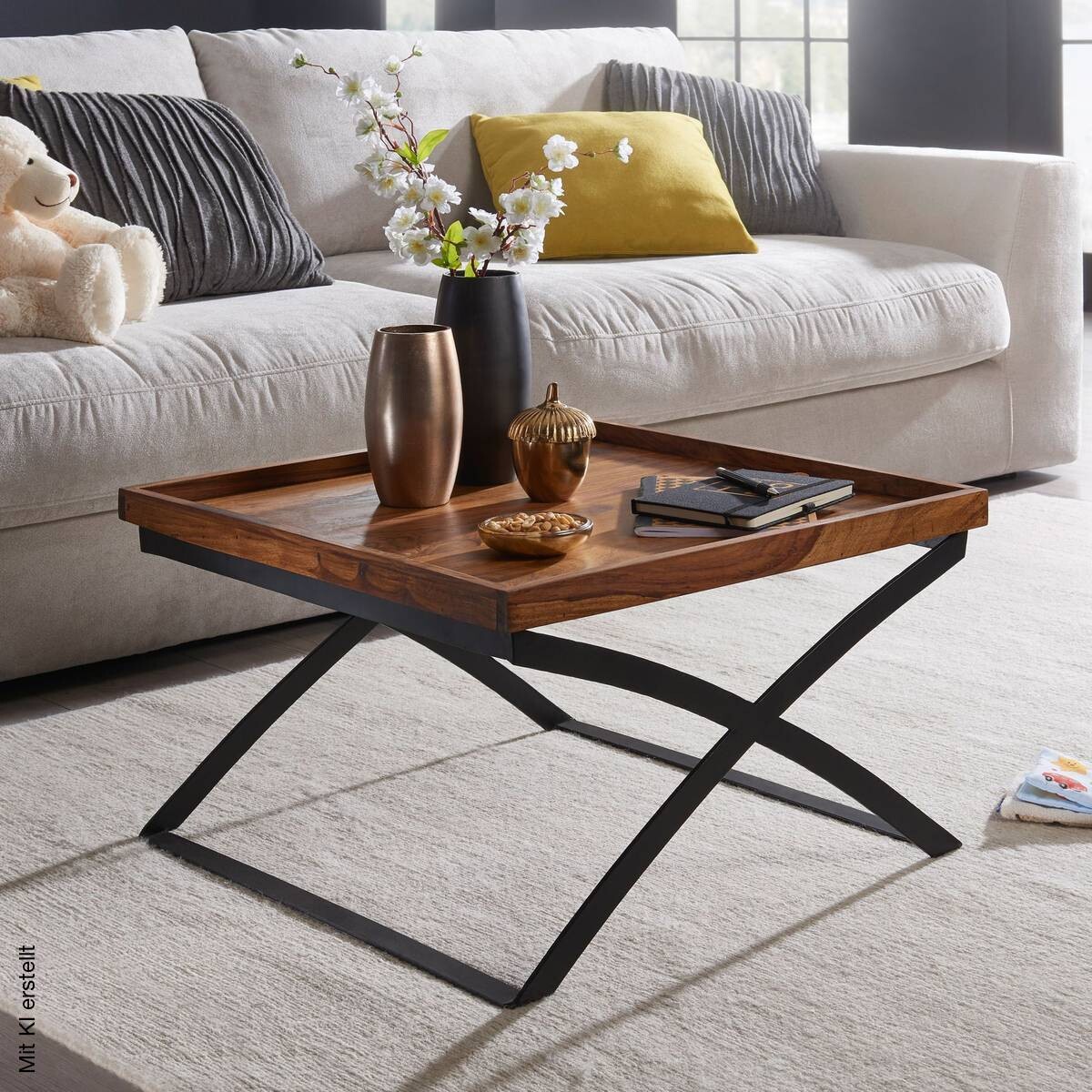 Couchtisch braun B/H/T: ca. 63x39x63 cm