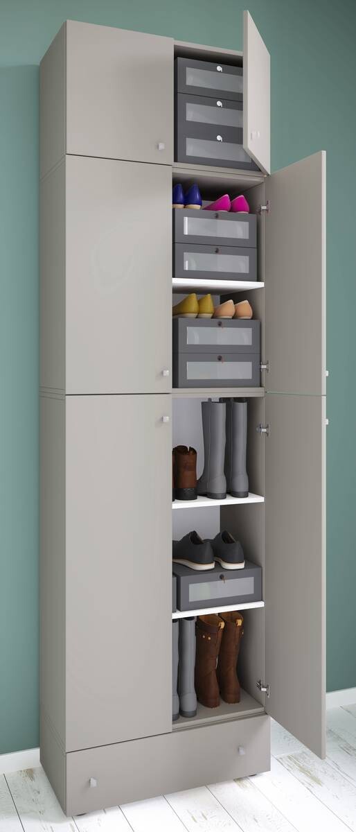 Schuhschrank Lona grau weiß B/H/T: ca. 70x240x39 cm