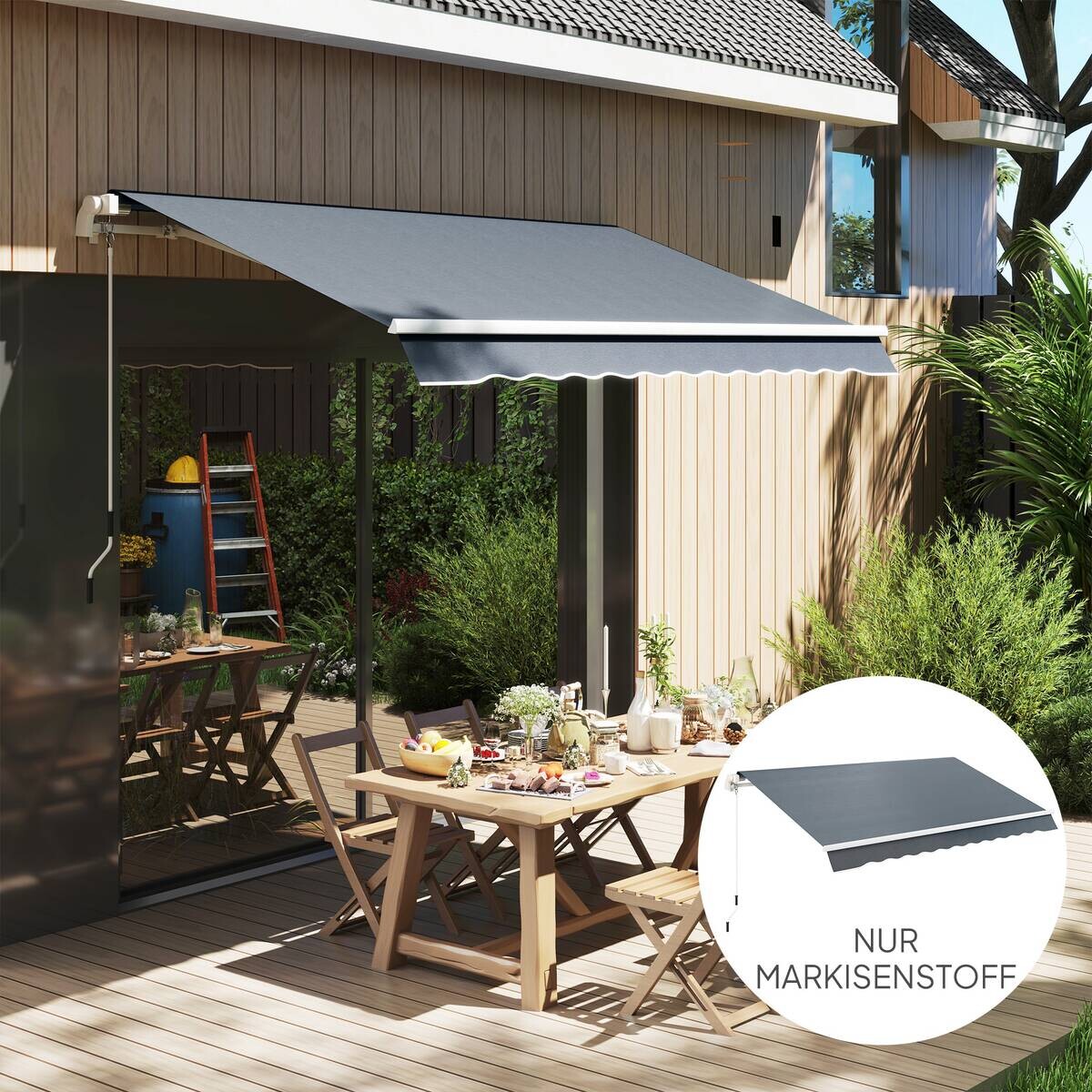 Outsunny Markisenbespannung grau B/H/L: ca. 250x1x382 cm