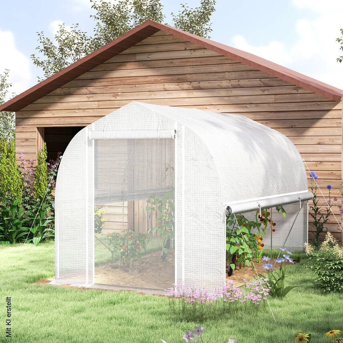Outsunny Gewächshaus B/H/L: ca. 200x200x300 cm weiß