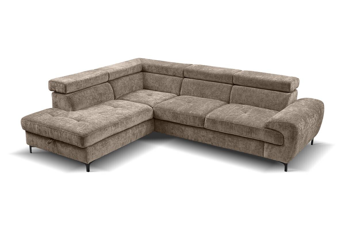 Ecksofa mit Bettfunktion und Bettkasten taupe Microfaser B/H/T: ca. 256x73x202 cm