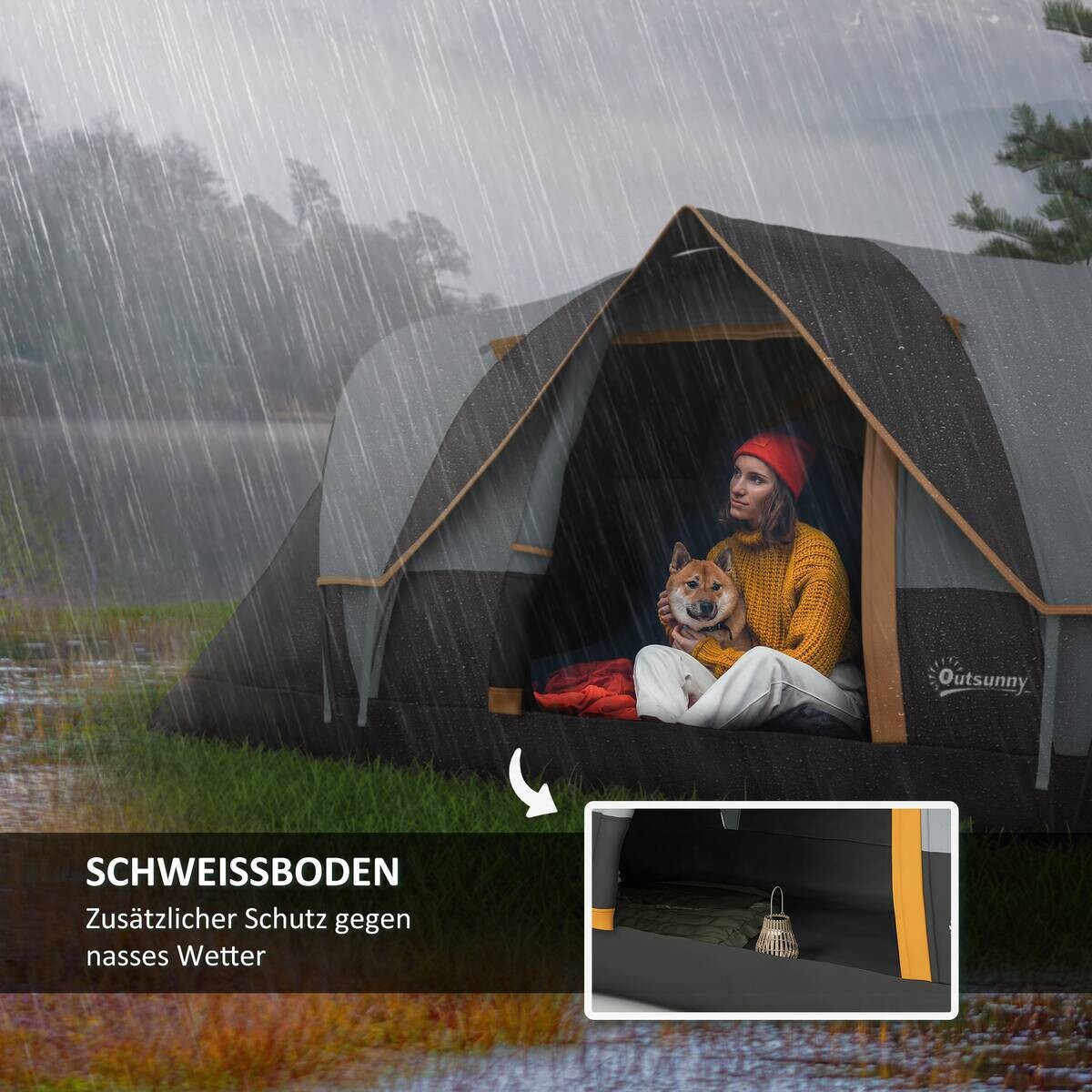 Outsunny Campingzelt schwarz Stahl B/H/L: ca. 220x180x455 cm