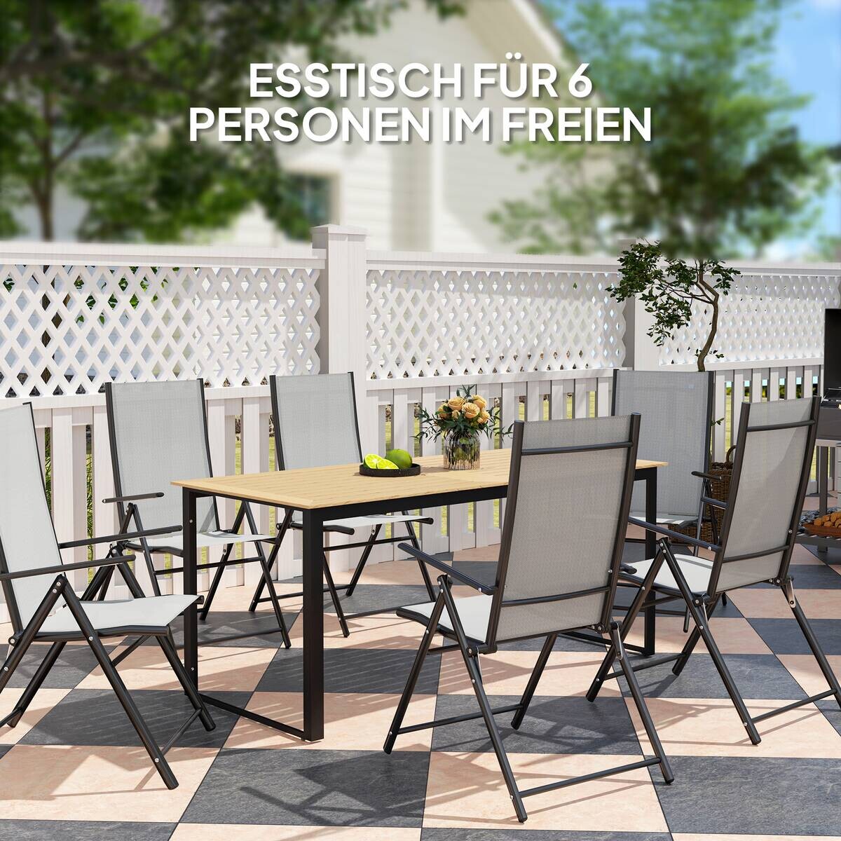 Outsunny Gartentisch taupe Kunststoff B/H/L: ca. 78x75x175 cm