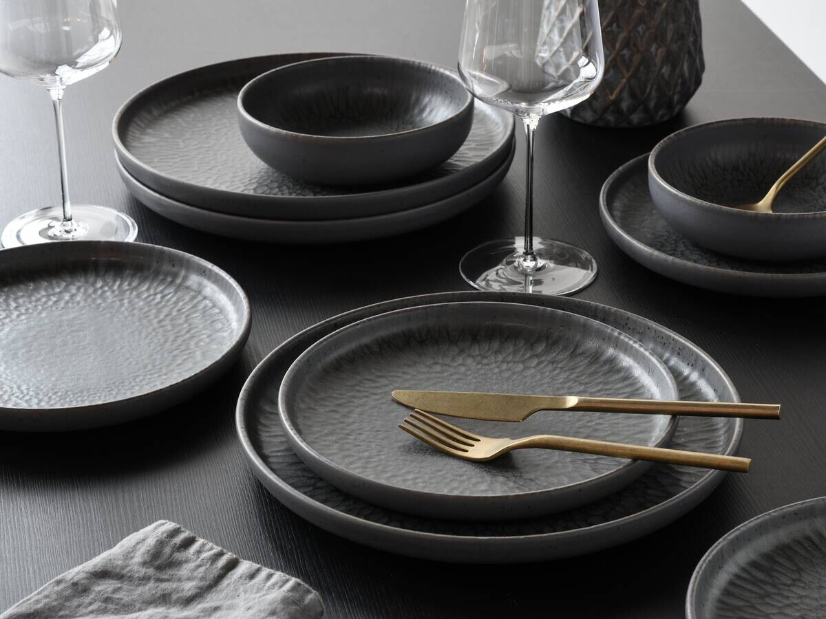 CreaTable Tafelservice Uno grau Steinzeug 12 tlg.
