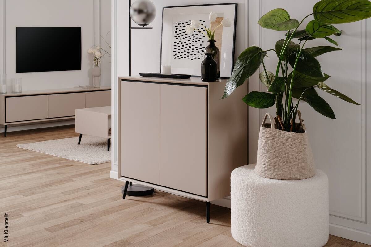 Kommode Arona sand schwarz B/H/T: ca. 90x90x38 cm