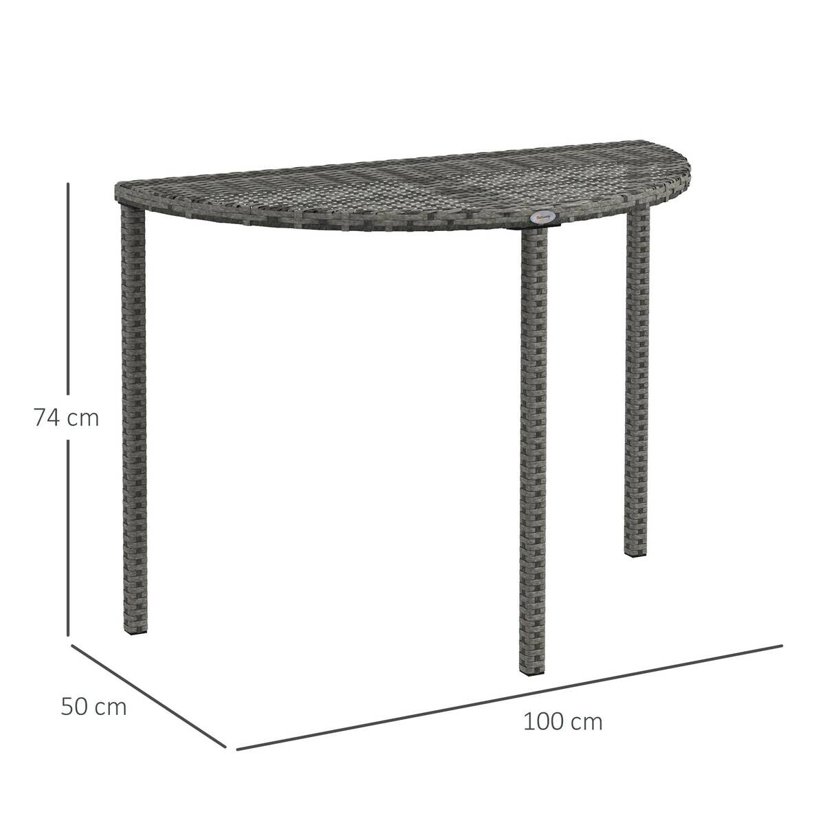 Outsunny Beistelltisch grau Polyrattan B/H/L: ca. 50x100x74 cm