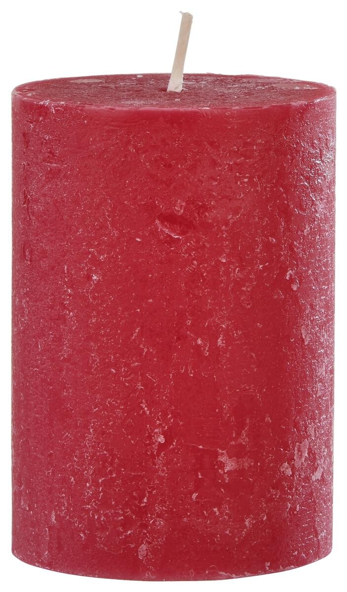 Rustic-Kerze rot B/H/L: ca. 6,8x10x6,8 cm